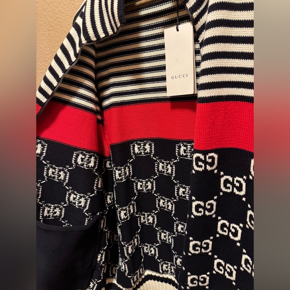 New Gucci GG Supreme Maxi Logo Full Zip Sweater Size L - Picture 7 of 12